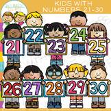 Math Kids with Numbers Clip Art: 21-30