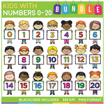 Preview of Kids with Numbers Clip Art Bundle (0 to 20)