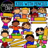 Kids with Pencil Props {Creative Clips Digital Clipart}