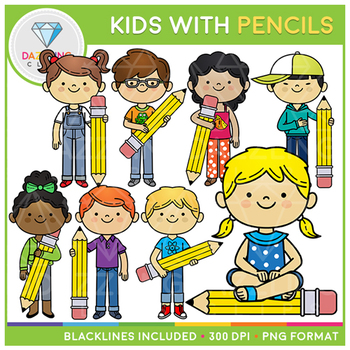 Preview of Kids with Pencils Clip Art