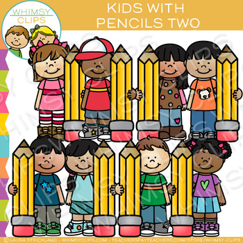 Preview of School Kids with Pencils Two: Writing Clip Art