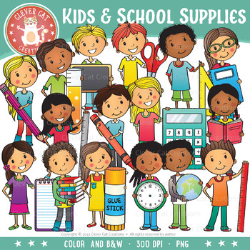 #NYSTART Kids with School Supplies Clipart {Back to School} | TPT