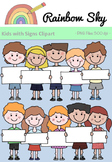 Kids with Signs Clipart