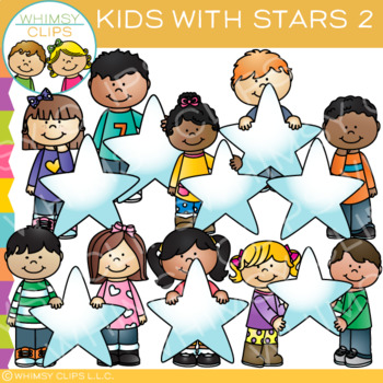 Preview of Kids with Stars Clip Art - Set Two