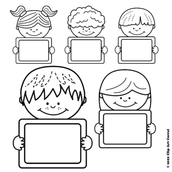 Kids with Tablets Toppers Clip Art by Clip Art Corral | TPT