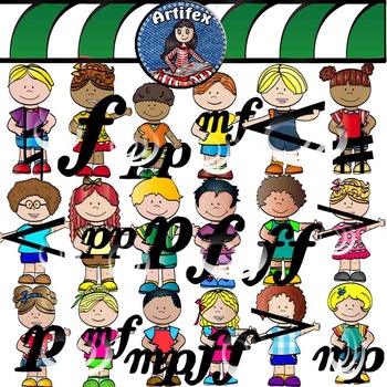 Preview of Kids with musical symbols- Color and B&W
