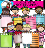 Kids with notepapers clip art