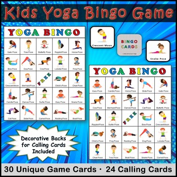 Bingo Game with Kids Yoga Poses by Kids Adventure Yoga | TPT