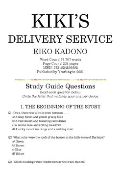 Preview of Kiki’s Delivery Service by EIKO KADONO; Multiple-Choice Study Guide