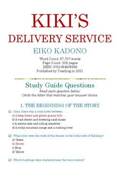 Preview of Kiki’s Delivery Service by EIKO KADONO; Multiple-Choice Study Guide w/Answer Key