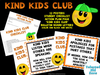 Preview of Kind Kids Club Posters, Goal Tracking, Action Plan