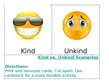 Preview of Kind VS Unkind Scenarios **EDITABLE**