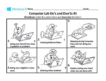Preview of Kinder, 1st & 2nd Grade Computer Lab Do’s and Don’ts #1  With Cartoons