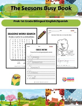 Preview of Kinder-1st Grade Four Seasons of the Year English/Spanish|Tracing|Coloring Book|
