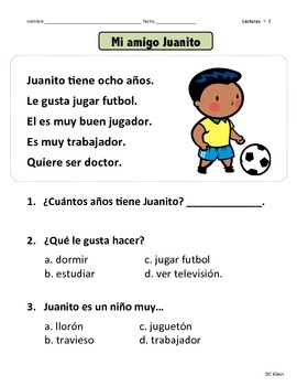 reading comprehension passages kinder 1st grade lecturas en espanol