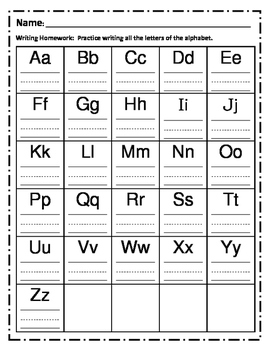 Alphabet writing practice