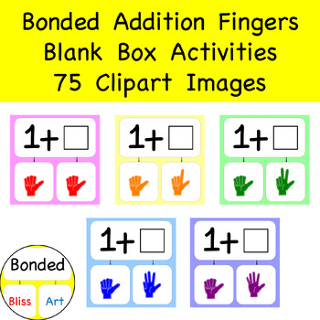 Preview of Kinder Addition Numbers Under 10 Bonded Fingers 75 Clipart Boxes