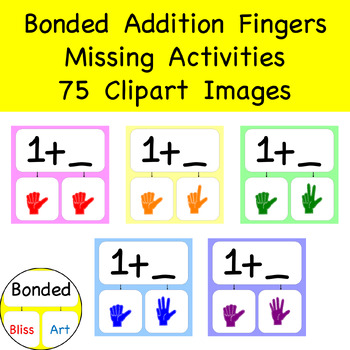 Preview of Kinder Addition Numbers Under 10 Bonded Fingers 75 Clipart Missing