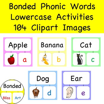 Preview of Kinder Alphabet A-Z Bonded Phonic Words 104 Clipart Lowercase Activities