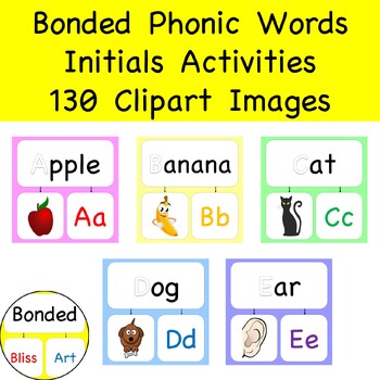 Preview of Kinder Alphabet A-Z Bonded Phonic Words Initials 130 Clipart
