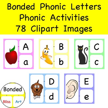 Preview of Kinder Alphabet Letters A-Z Bonded Phonic Letters 78 clipart