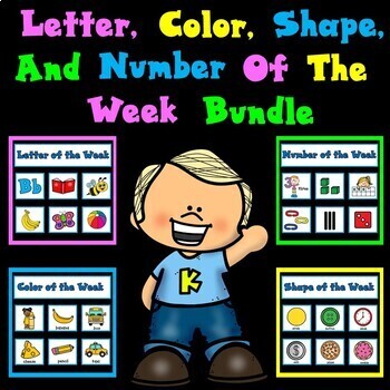 Preview of Kinder Bundle: Letter, Number, Color, Shape of the Week Cards