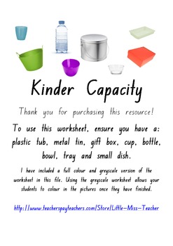 measurement capacity for kindergarten capacity which will hold more