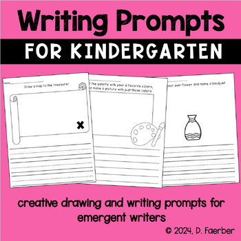 Preview of Kindergarten Writing Prompts: Creative Writing & Drawing for Emergent Writers