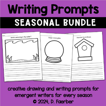 Preview of Writing Prompts: Seasonal Bundle - Creative Writing - Kindergarten & First Grade