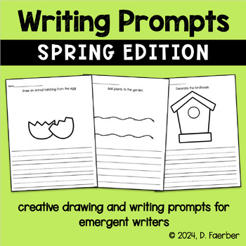 Preview of Spring Writing Prompts for Kindergarten & First Grade - Creative Writing Pages