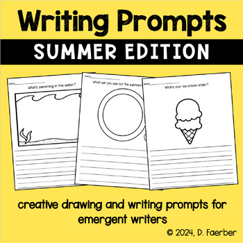 Preview of Summer Writing Prompts for Kindergarten First Grade - Creative Writing Pages