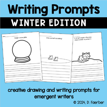Preview of Winter Writing Prompts for Kindergarten & First Grade - Creative Writing Pages