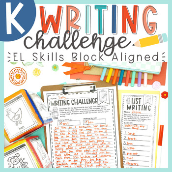 Preview of Kinder EL Skills Block Writing Center | Phonics Integrated Writing Challenge