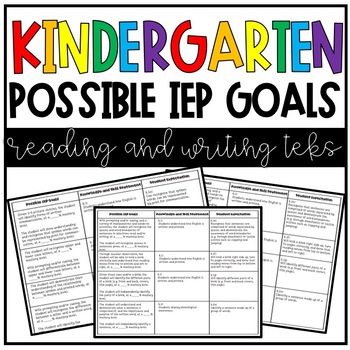 Preview of Kinder ELA TEKS with Possible IEP Goals