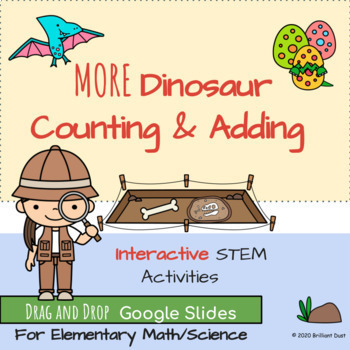 Preview of Kinder Interactive Math Slides: Counting & Adding Dinos (Google Classroom)