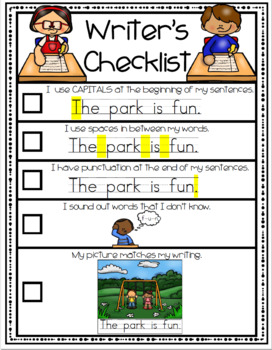 Preview of Writing Checklist by Kinder League