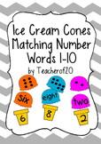 Matching Number Words: Ice Cream Cones Game 1-10