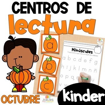 Preview of Kinder Literacy Centers Spanish - Centros de Lectura para Kinder Octubre