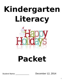 Preview of Kinder Literacy Homework with Parents Packet (Holiday)