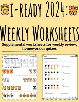 Preview of Kinder Math-Iready 2024-Full year of worksheets (103 worksheets): Units 1-7