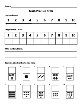 Preview of Kinder Math Practice Drills