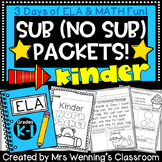 Kinder (No Sub) Sub Packets! Great for 1st Grade! 3 Days o