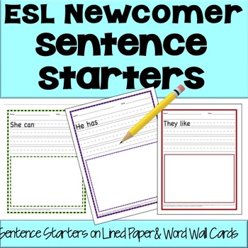 Preview of ESL Newcomer Sentence Starters, ELL Worksheets, Activities & ESL Plans - EFL