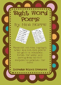 Preview of Kinder Sight Word Poems