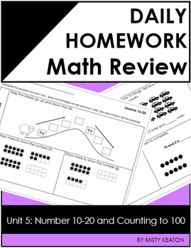 Preview of Kinder Unit 5 Weekly Homework or Daily Review