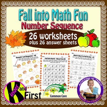 Preview of Kinder 1st Grade Fall Harvest Counting Number Sequences - 52 pages