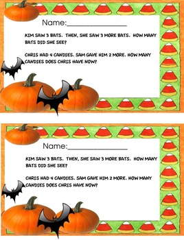Preview of Kinder word problem _Halloween