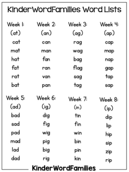 kinderwordfamilies word families curriculum by tara west tpt