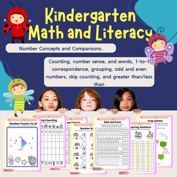 Preview of Kindergarden Animals Math, Number Concepts and Comparisons NO PREP