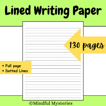 Preview of Kindergarden Lined Writing Paper with Full page of Dotted Lines (Portrait)